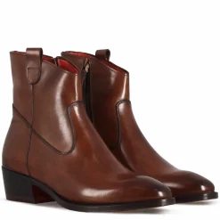 Stivaletto Sopra Alla Caviglia Stile Texano Da Donna In Pelle Colore Marrone