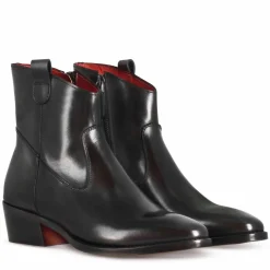 Stivaletto Sopra Alla Caviglia Stile Texano Da Donna In Pelle Colore Nero