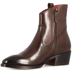 Stivaletto Sopra Alla Caviglia Stile Texano Da Donna In Pelle Colore Marrone Scuro