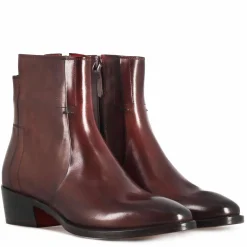 Stivaletto Stile Texano Asimmetrico Da Donna In Pelle Colore Bordeaux