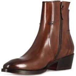 Stivaletto Stile Texano Asimmetrico Da Donna In Pelle Colore Marrone
