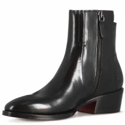 Stivaletto Stile Texano Asimmetrico Da Donna In Pelle Colore Nero