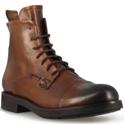 Stivaletto Vintage Da Uomo In Pelle Colore Marrone Con Allacciatura