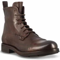 Stivaletto Vintage In Pelle Da Uomo Colore Marrone Scuro Con Allacciatura