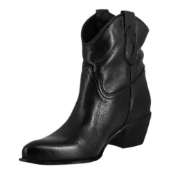 Stivali Texani Bassi Da Donna Sfoderati In Pelle Vintage Nera