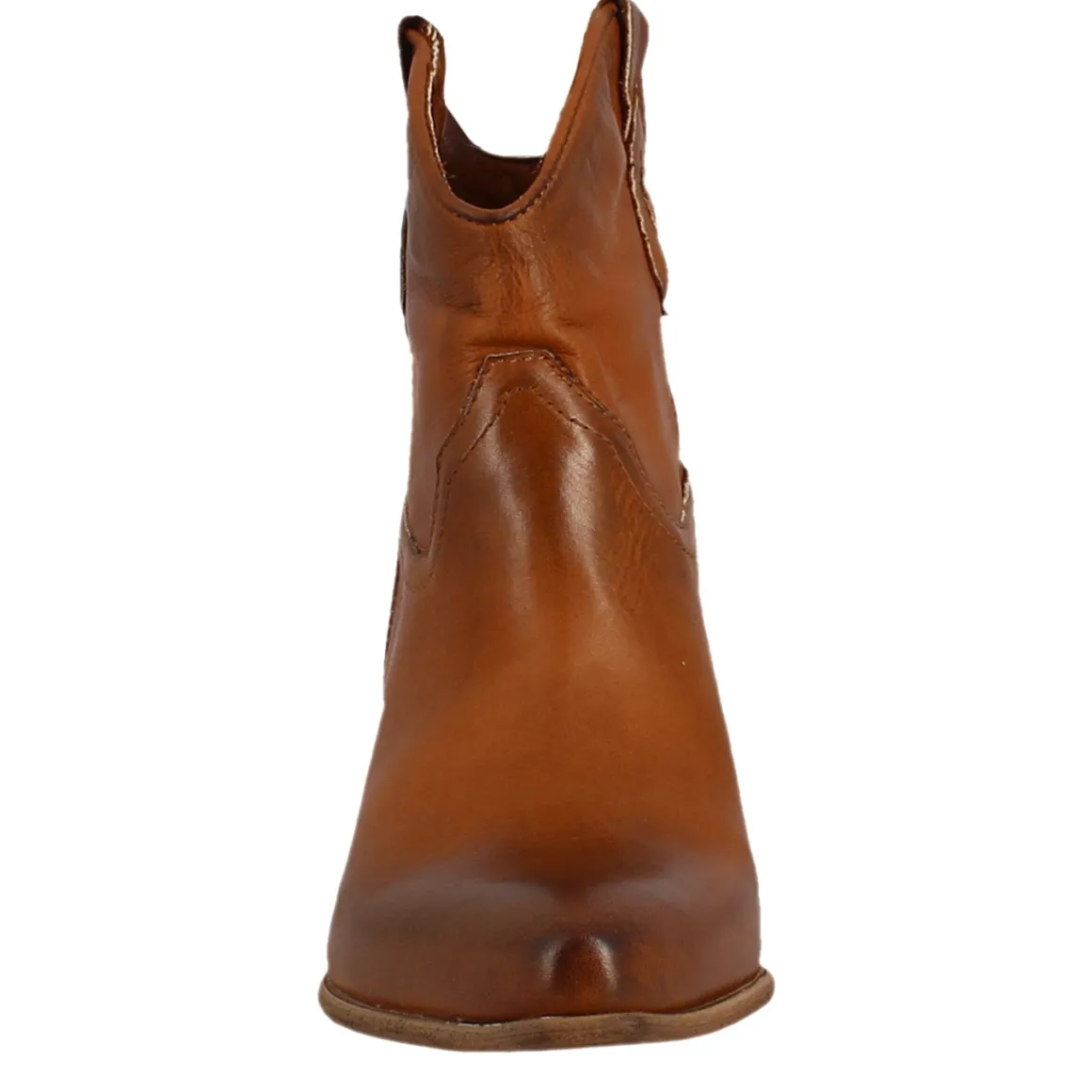 Stivali Texani Bassi Da Donna Sfoderati In Pelle Vintage Marrone