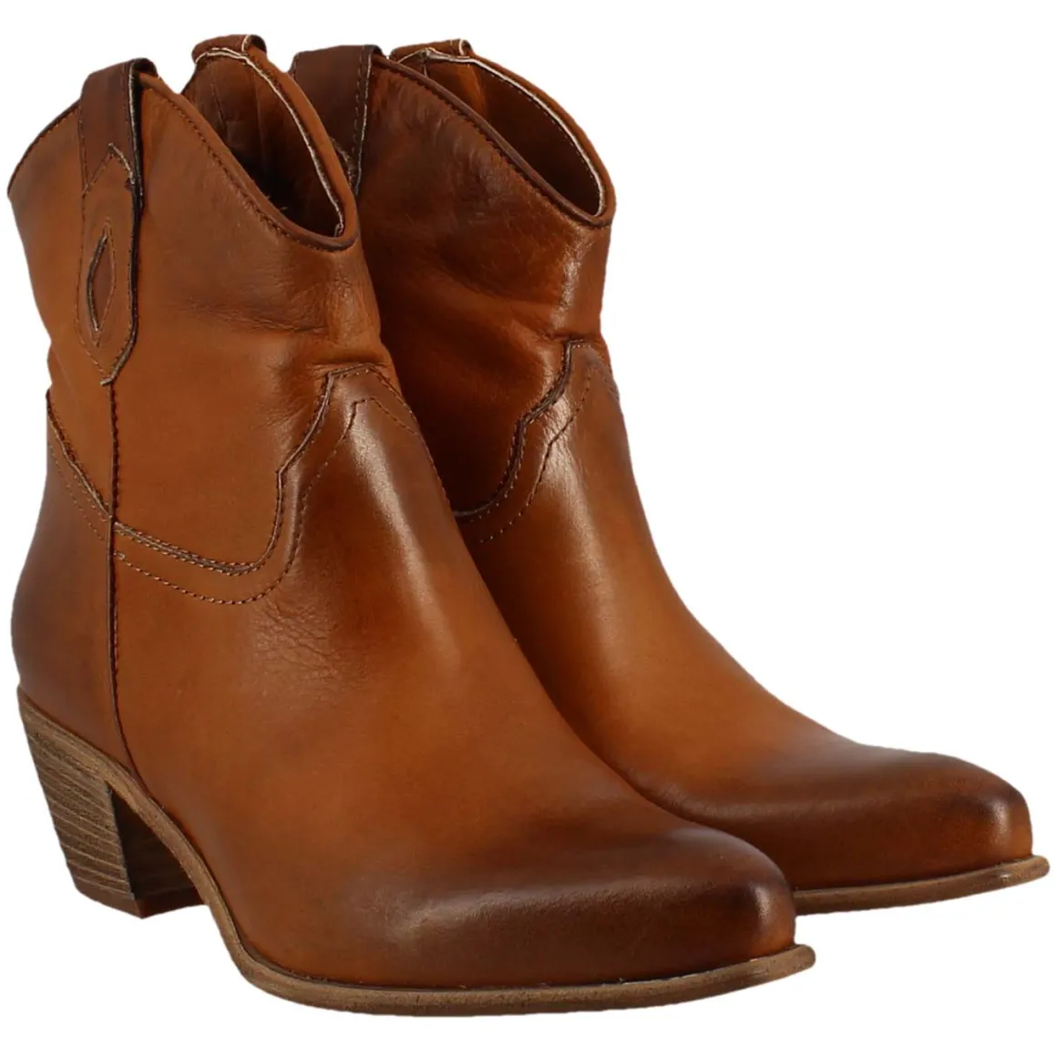 Stivali Texani Bassi Da Donna Sfoderati In Pelle Vintage Marrone