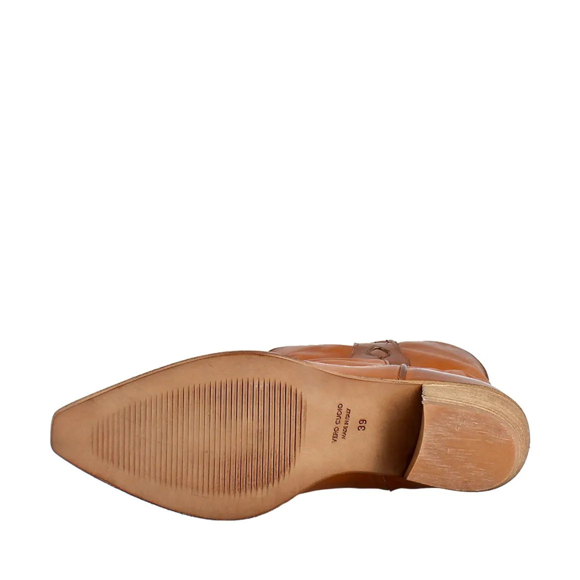 Stivali Texani Da Donna Sfoderati In Pelle Vintage Marrone.