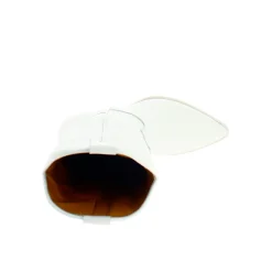 Stivali Texani Medi Da Donna In Pelle Colore Bianco Con Ricami.