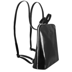 Zainetto Ginevra Da Donna In Pelle Liscia Colore Nero Con Cerniera