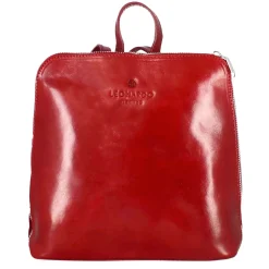 Zainetto Ginevra Da Donna In Pelle Liscia Colore Rosso Con Cerniera
