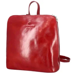 Zainetto Ginevra Da Donna In Pelle Liscia Colore Rosso Con Cerniera
