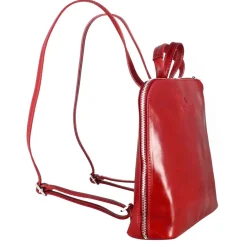 Zainetto Ginevra Da Donna In Pelle Liscia Colore Rosso Con Cerniera
